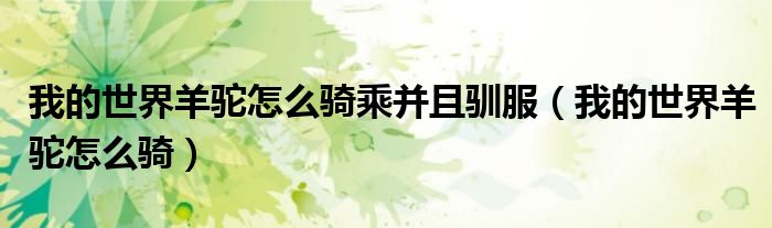 我的世界羊駝怎么騎乘并且馴服（我的世界羊駝怎么騎）
