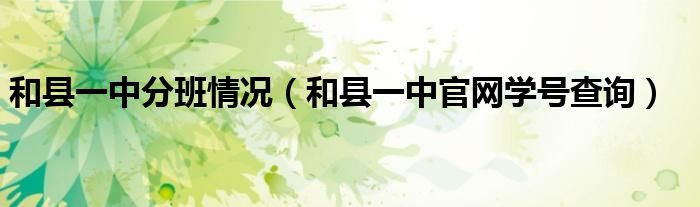 和縣一中分班情況（和縣一中官網學號查詢）