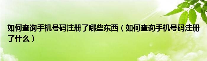 如何查詢手機(jī)號(hào)碼注冊了哪些東西（如何查詢手機(jī)號(hào)碼注冊了什么）