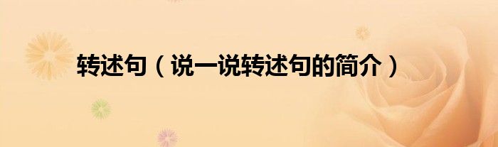 轉(zhuǎn)述句（說一說轉(zhuǎn)述句的簡介）