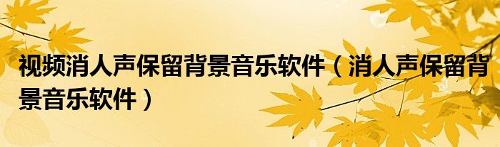 視頻消人聲保留背景音樂軟件（消人聲保留背景音樂軟件）