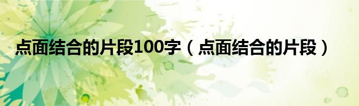 點(diǎn)面結(jié)合的片段100字（點(diǎn)面結(jié)合的片段）