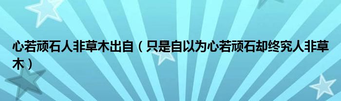 心若頑石人非草木出自（只是自以為心若頑石卻終究人非草木）
