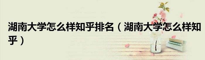 湖南大學(xué)怎么樣知乎排名（湖南大學(xué)怎么樣知乎）
