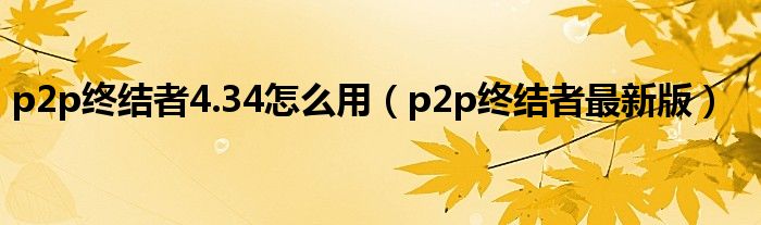 p2p終結(jié)者4.34怎么用（p2p終結(jié)者最新版）