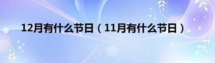 12月有什么節(jié)日（11月有什么節(jié)日）