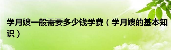 學(xué)月嫂一般需要多少錢學(xué)費（學(xué)月嫂的基本知識）