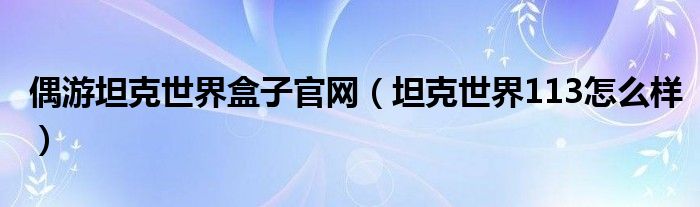 偶游坦克世界盒子官網（坦克世界113怎么樣）
