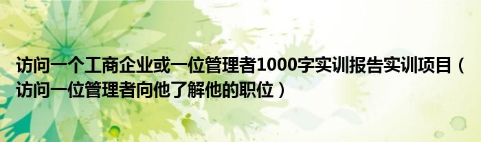 訪問一個(gè)工商企業(yè)或一位管理者1000字實(shí)訓(xùn)報(bào)告實(shí)訓(xùn)項(xiàng)目（訪問一位管理者向他了解他的職位）