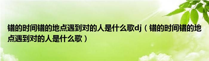 錯的時間錯的地點(diǎn)遇到對的人是什么歌dj（錯的時間錯的地點(diǎn)遇到對的人是什么歌）