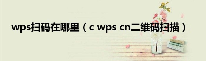 wps掃碼在哪里（c wps cn二維碼掃描）