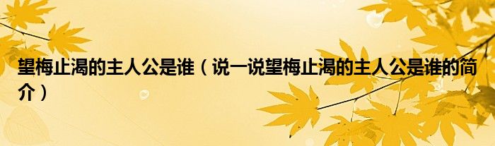 望梅止渴的主人公是誰（說一說望梅止渴的主人公是誰的簡(jiǎn)介）