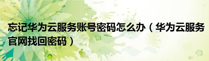 忘記華為云服務(wù)賬號(hào)密碼怎么辦（華為云服務(wù)官網(wǎng)找回密碼）