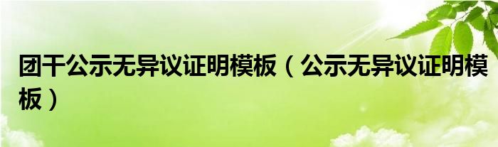 團干公示無異議證明模板（公示無異議證明模板）