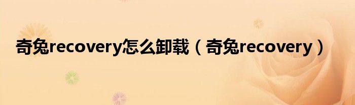 奇兔recovery怎么卸載（奇兔recovery）