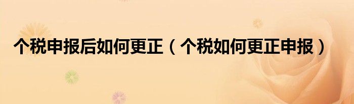 個稅申報后如何更正（個稅如何更正申報）