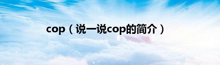 cop（說一說cop的簡介）