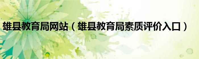 雄縣教育局網(wǎng)站（雄縣教育局素質(zhì)評(píng)價(jià)入口）