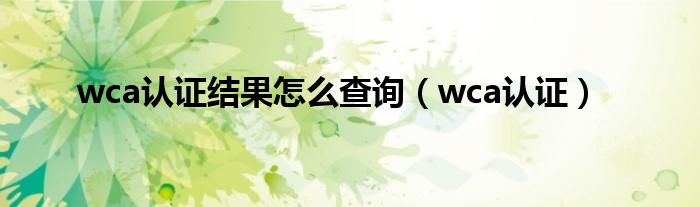 wca認(rèn)證結(jié)果怎么查詢（wca認(rèn)證）