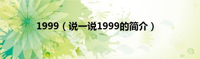 1999（說一說1999的簡(jiǎn)介）