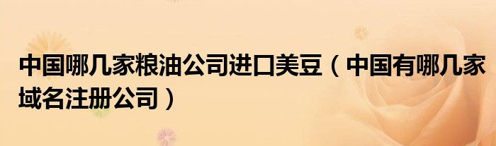 中國哪幾家糧油公司進口美豆（中國有哪幾家域名注冊公司）