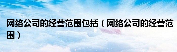 網(wǎng)絡(luò)公司的經(jīng)營(yíng)范圍包括（網(wǎng)絡(luò)公司的經(jīng)營(yíng)范圍）