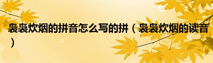 裊裊炊煙的拼音怎么寫的拼（裊裊炊煙的讀音）