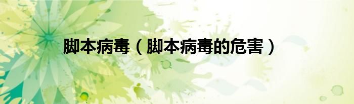 腳本病毒（腳本病毒的危害）