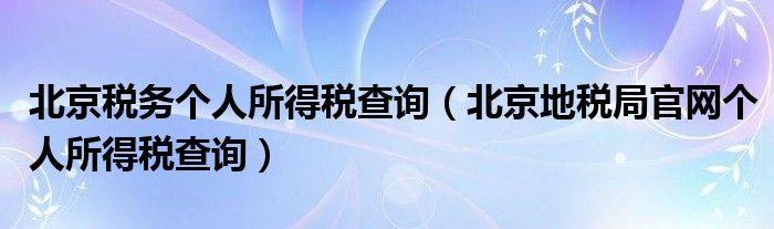 北京稅務(wù)個(gè)人所得稅查詢（北京地稅局官網(wǎng)個(gè)人所得稅查詢）