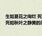 生如夏花之絢爛 死如秋葉之靜美（說(shuō)一說(shuō)生如夏花之絢爛 死如秋葉之靜美的簡(jiǎn)介）