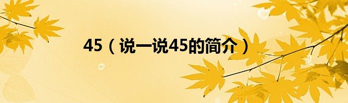 45（說一說45的簡介）