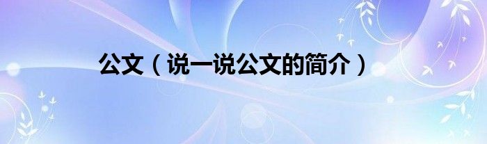 公文（說一說公文的簡介）