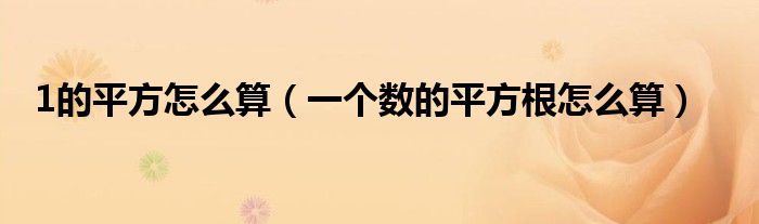 1的平方怎么算（一個數(shù)的平方根怎么算）