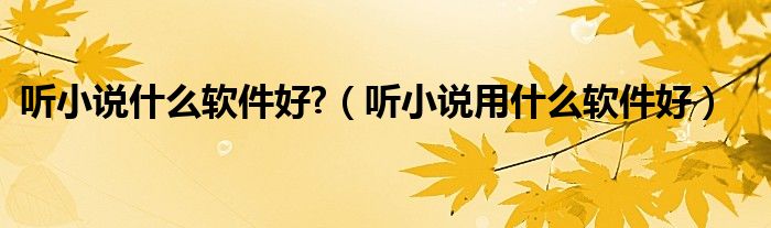 聽小說什么軟件好?（聽小說用什么軟件好）