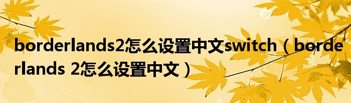 borderlands2怎么設置中文switch（borderlands 2怎么設置中文）