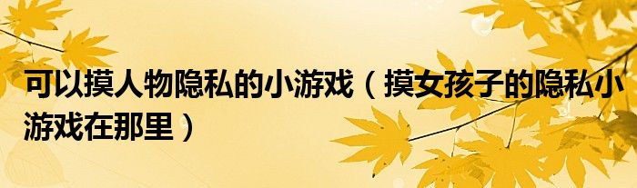 可以摸人物隱私的小游戲（摸女孩子的隱私小游戲在那里）