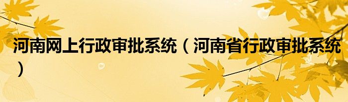河南網(wǎng)上行政審批系統(tǒng)（河南省行政審批系統(tǒng)）