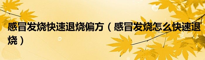 感冒發(fā)燒快速退燒偏方（感冒發(fā)燒怎么快速退燒）