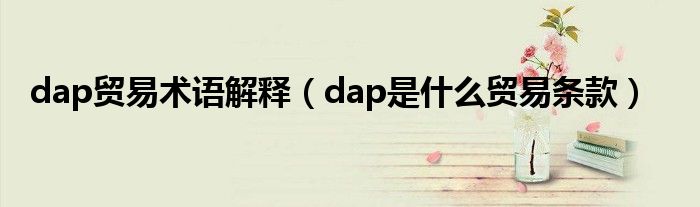 dap貿(mào)易術(shù)語(yǔ)解釋?zhuān)╠ap是什么貿(mào)易條款）