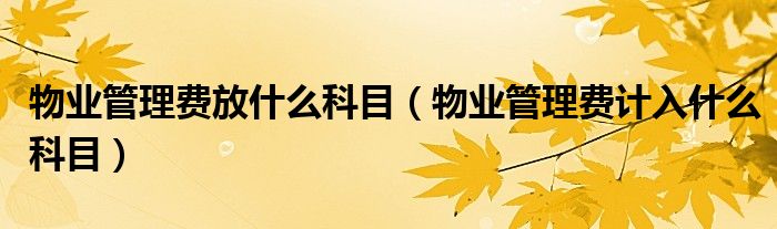 物業(yè)管理費放什么科目（物業(yè)管理費計入什么科目）