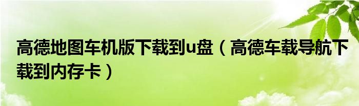 高德地圖車機(jī)版下載到u盤(pán)（高德車載導(dǎo)航下載到內(nèi)存卡）