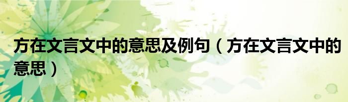 方在文言文中的意思及例句（方在文言文中的意思）