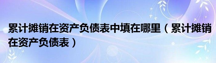 累計(jì)攤銷在資產(chǎn)負(fù)債表中填在哪里（累計(jì)攤銷在資產(chǎn)負(fù)債表）