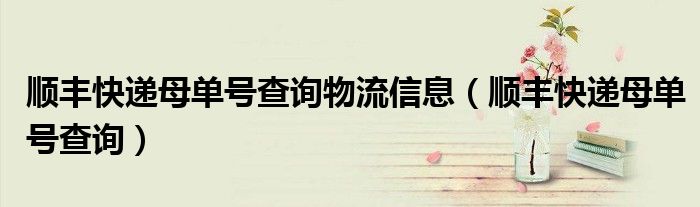 順豐快遞母單號(hào)查詢物流信息（順豐快遞母單號(hào)查詢）