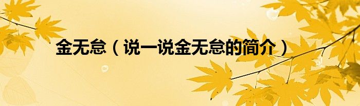 金無怠（說一說金無怠的簡介）