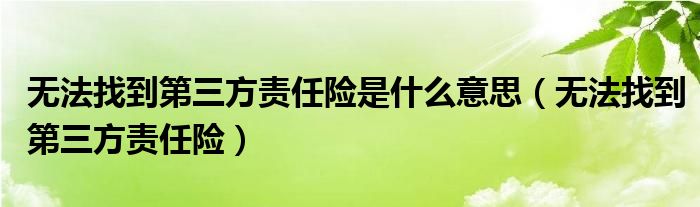 無(wú)法找到第三方責(zé)任險(xiǎn)是什么意思（無(wú)法找到第三方責(zé)任險(xiǎn)）