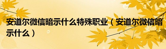 安道爾微信暗示什么特殊職業(yè)（安道爾微信暗示什么）