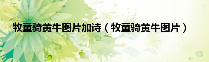 牧童騎黃牛圖片加詩（牧童騎黃牛圖片）