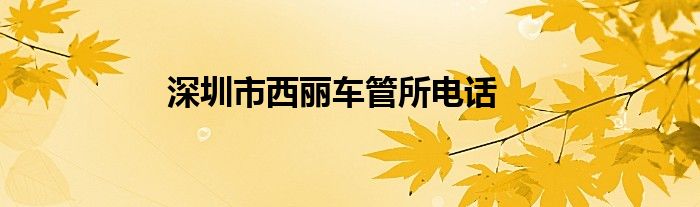 深圳市西麗車(chē)管所電話(huà)