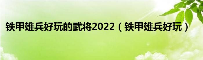 鐵甲雄兵好玩的武將2022（鐵甲雄兵好玩）